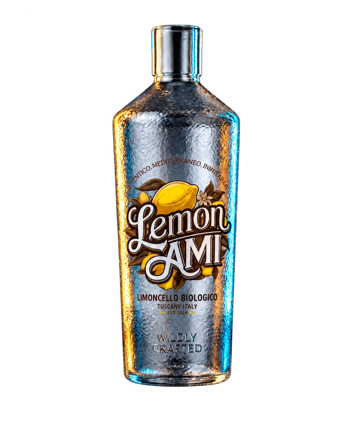 Bottiglia di Lemonami, limoncello biologico trasparente